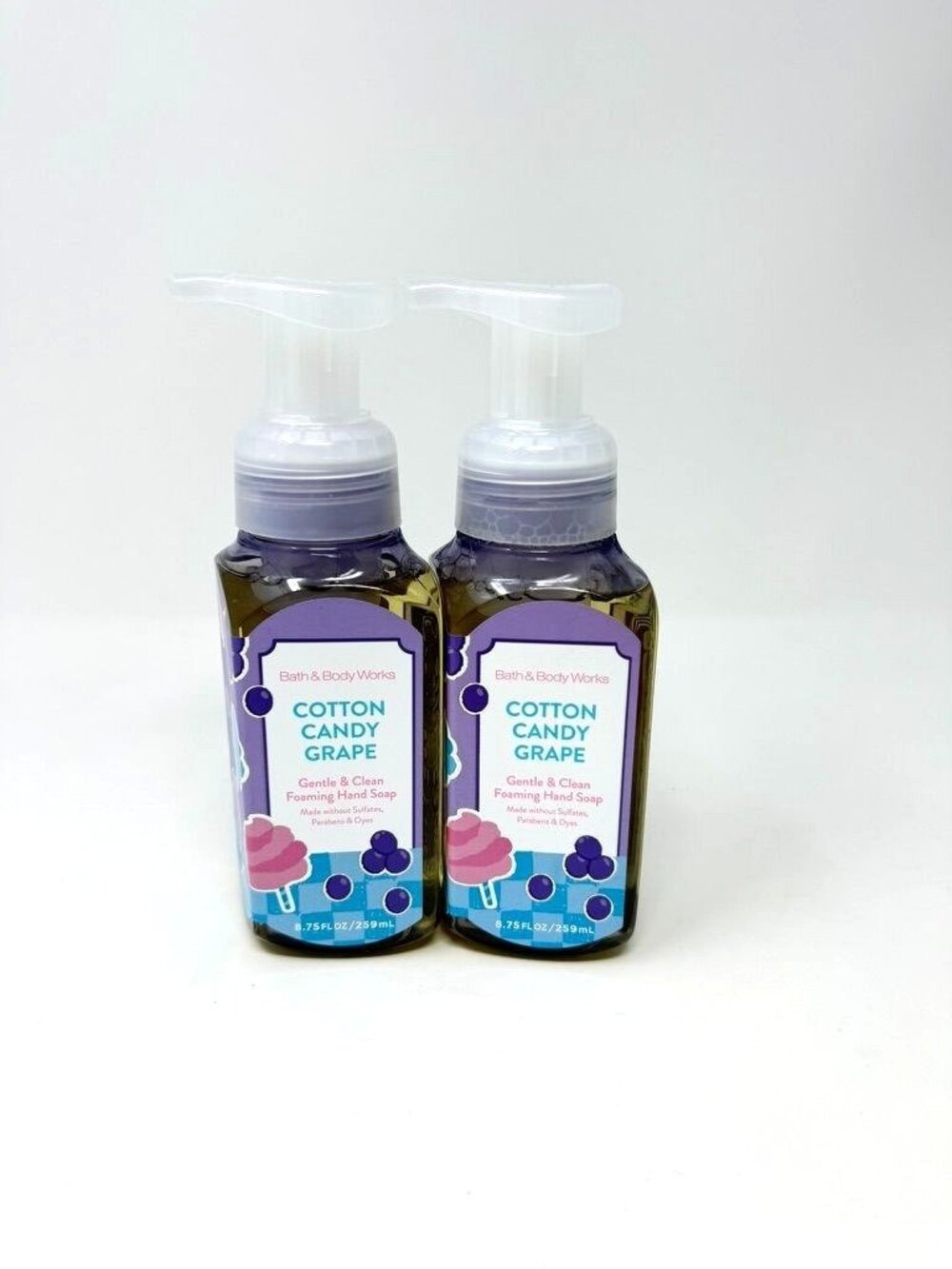 Bath & Body Works 2 Cotton Candy Grape Foaming Hand Soap 8.75 Fl Oz Gentle